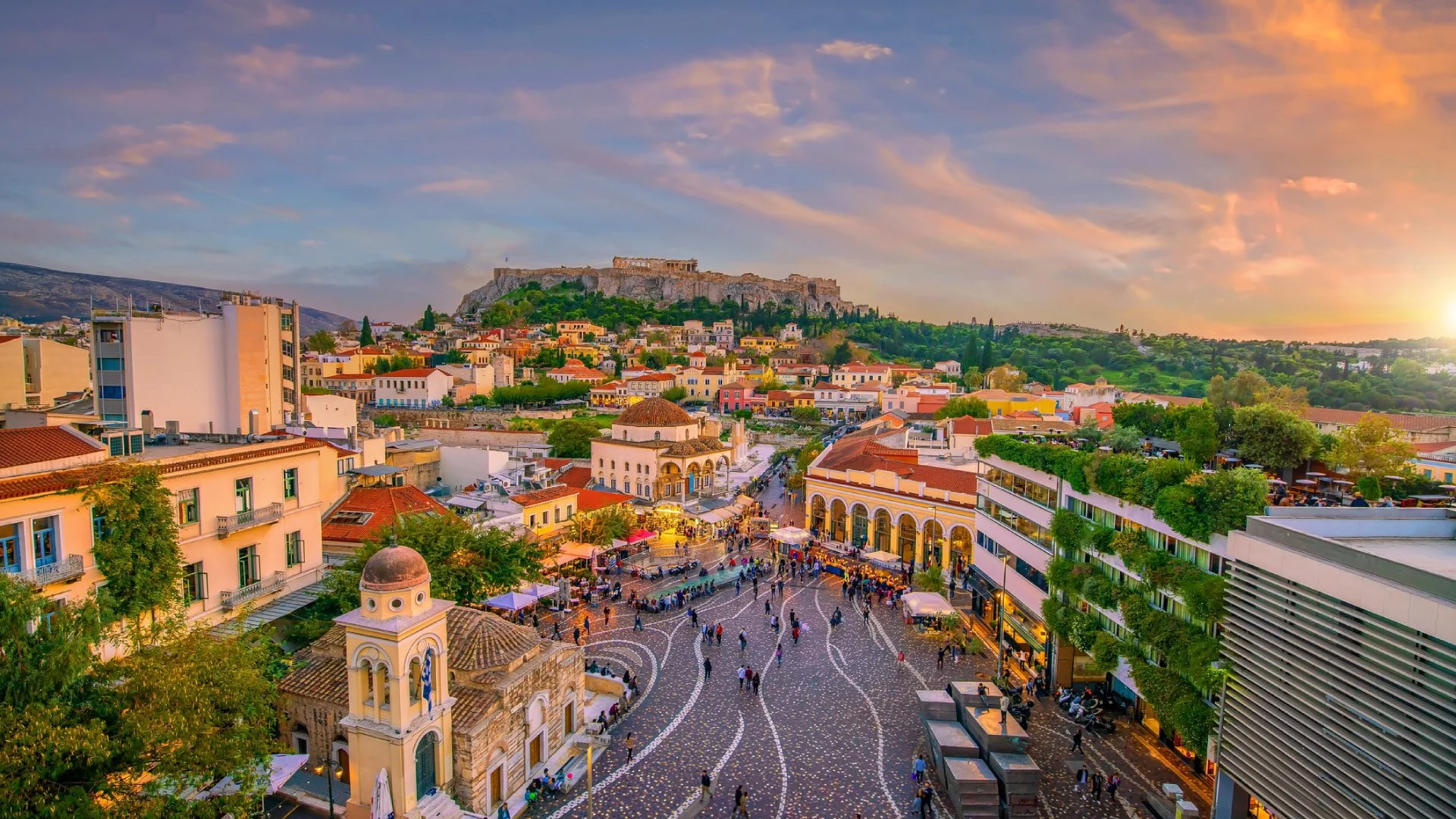 Athens Greece city skyline and Acropolis